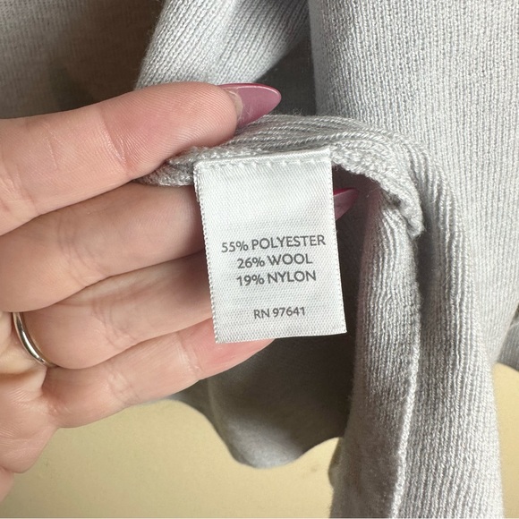 J. Jill Light Gray Wool Blend Open Front Cardigan Sweater Women’s Size Medium - Picture 7 of 12